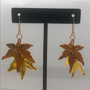 Dipped leaf earrings